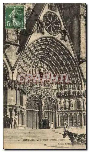 Ansichtskarte AK Bourges Cathedrale Portail Central