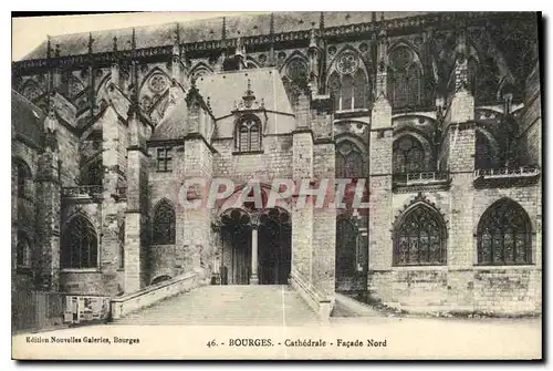 Ansichtskarte AK Bourges Collegiale St Ursin Tympan  Cathedrale Facade Nord