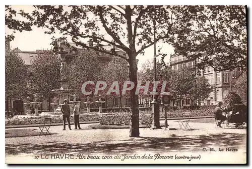 Ansichtskarte AK Le Havre un beau coin du jardin de la Bourse