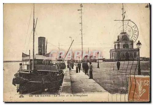 Cartes postales Le Havre la Jetee et le Semaphore Bateau