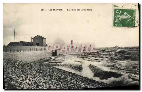 Cartes postales Le Havre la Jetee par gros temps