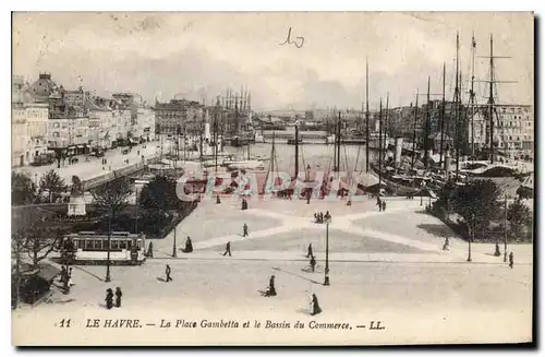 Cartes postales Le Havre la place Gambetta et le Bassin du Commerce