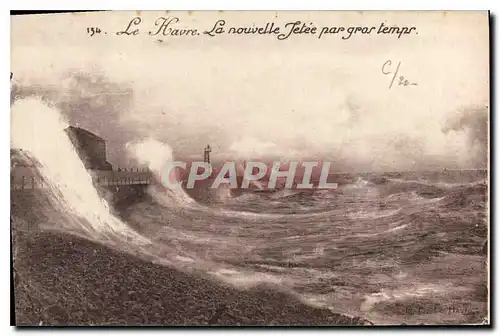 Cartes postales Le Havre la Nouvelle Jetee par gros Temps