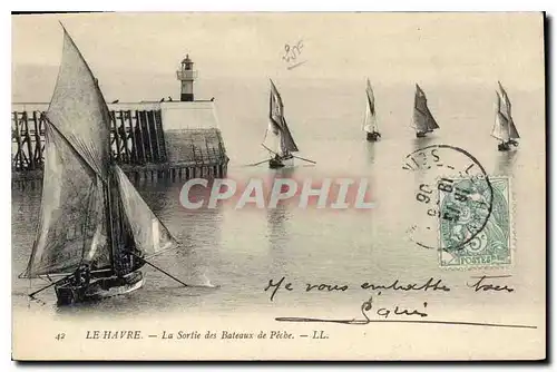 Ansichtskarte AK Le Havre la Sortie des Bateaux de Peche