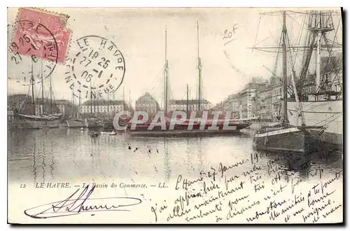 Cartes postales Le Havre le Bassin du Commerce Bateaux