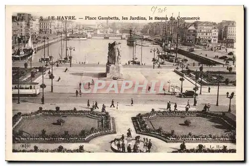 Ansichtskarte AK Le Havre place Gambetta les jardins le Bassin du Commerce