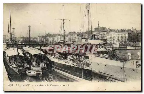 Cartes postales Le Havre le Bassin du Commerce Bateaux