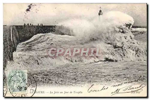 Cartes postales Le Havre la Jetee un jour de Tempete