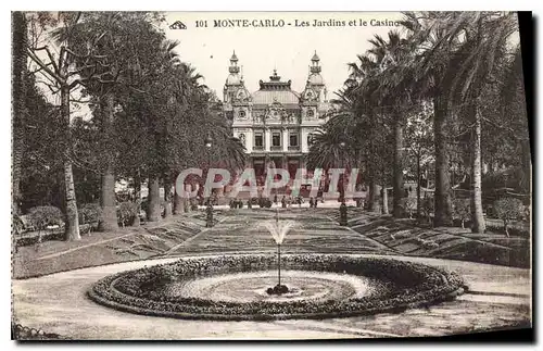 Cartes postales Monte Carlo les Jardins et le Casino