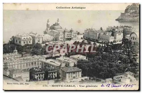 Cartes postales Collection Artistique Monte Carlo vue generale