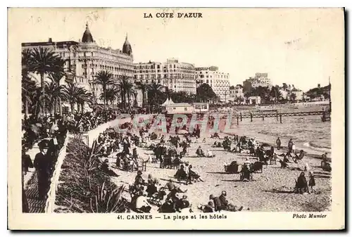 Cartes postales Cannes La Plage et les hotels