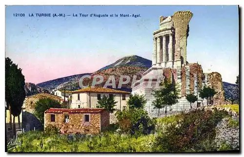 Cartes postales La Turbie A M la tour d'Auguste et le Mont Aget