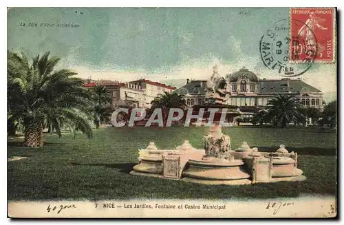 Cartes postales Nice Les Jardins fontaine et Casino Municipal