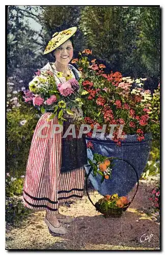 Ansichtskarte AK Nice Jardin fleuri Un Nicoise Folklore