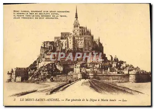 Cartes postales Le Mont Saint Michel vue generale de la Digue a Maree haute