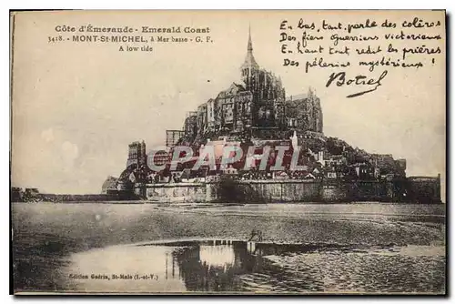 Cartes postales Cote d'Emeraude Emerald Coast Mont St Michel a mer Basse Botrel