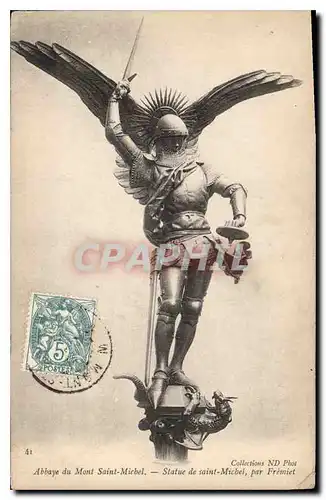 Cartes postales Abbaye du Mont Saint Michel statue de Saint Michel par Fremiet