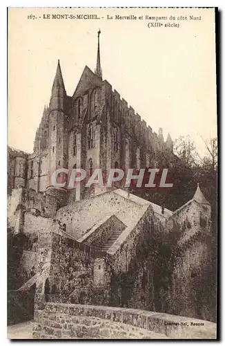 Cartes postales Le Mont St Michel la Merveille et Remparts du cote Nord XIII siecle