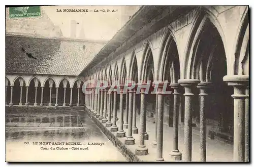 Cartes postales La Normandie Le Mont Saint Michel l'Abbaye Cour du Cloitre Cote nord