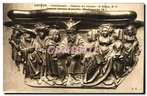 Cartes postales Amiens Cathedrale Stalles du Choeur Joseph epouse Azeneth Miseriocorde