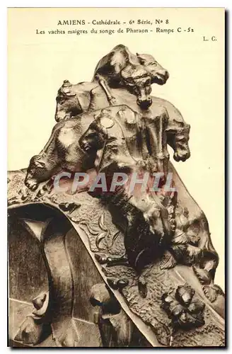 Cartes postales Amiens Cathedrale Stalles du Choeur Les vaches maigres du songe de Pharaon Rampe