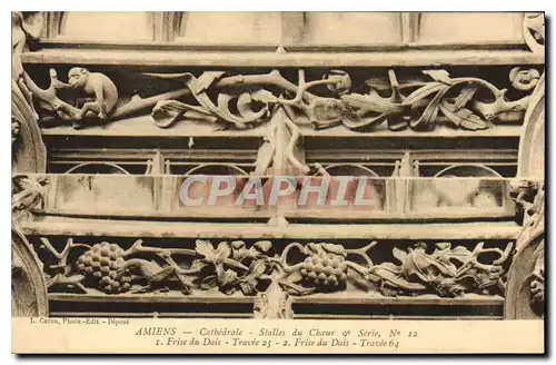 Cartes postales Amiens Cathedrale Stalles du Choeur Frise du Dorsal Travee Frise du Dais Travee
