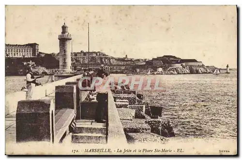 Ansichtskarte AK Marseille Le Jetee et le Phare Ste Marie