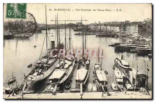 Ansichtskarte AK Marseille Vue Generale de Vieux Port Bateaux