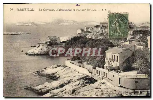 Ansichtskarte AK Marseille La Corniche Malmousque et vue sur les Iles