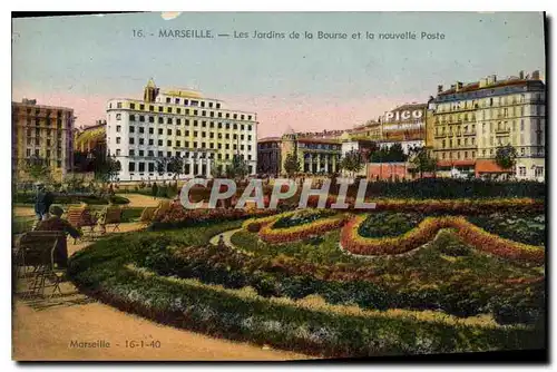 Ansichtskarte AK Marseille Les Jardins de la Bourse et la nouvelle Poste