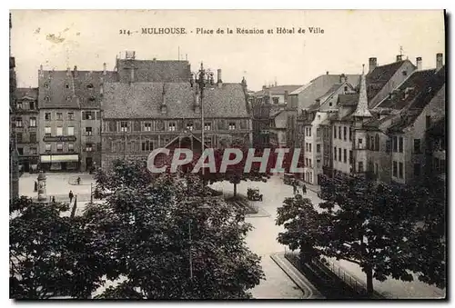 Ansichtskarte AK Mulhouse Place de la Reunion et Hotel de Ville