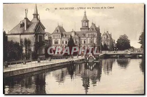 Ansichtskarte AK Mulhouse L'Hotel des Postes et le Canal