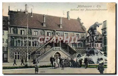 Cartes postales Mulhausen i Els Rathaus mit Monumentalbrunnen