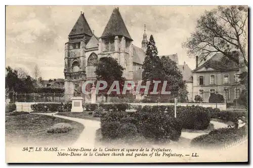 Ansichtskarte AK Le Mans Notre Dame de la Couture et square de la Prefecture