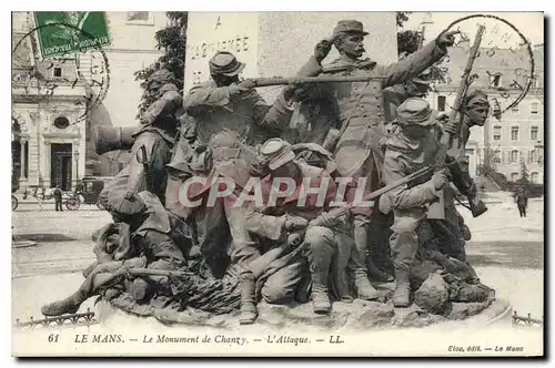 Cartes postales Le Mans Le Monument de Chanzy L'Attaque  Militaria