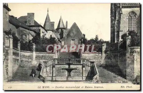 Cartes postales Le Mans Escalier monumental et Maison Scarron