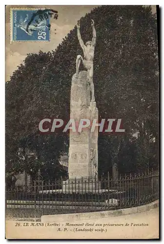 Cartes postales Le Mans Sarthe Monument eleve aux precurseurs de l'aviation Avion