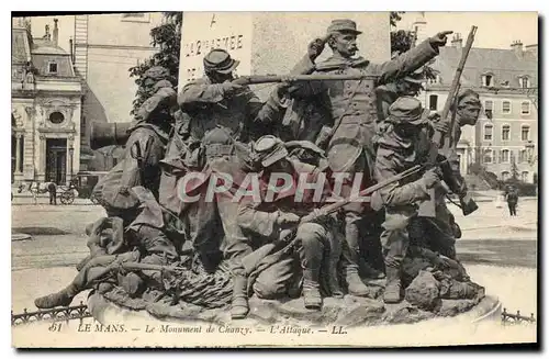 Cartes postales Le Mans Le Monument de Chanty L'Attaque Militaria