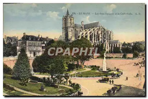 Cartes postales Le Mans Le Deux Squares et la Cathedrale