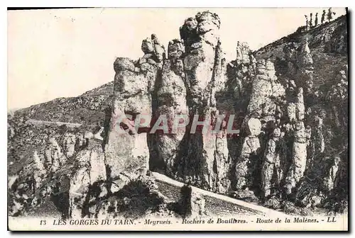 Cartes postales Les Gorges Du Tarn Meyrneis Rocher de Bouilleres Route de la Malenes