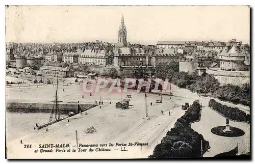 Ansichtskarte AK Saint Malo Panorama vers la Portes St Vincent et Grand Porte et le Tour du Chateau