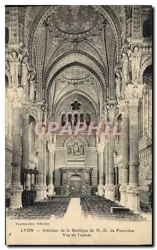 Cartes postales Lyon Interieur de la Basilique de ND de Fourviere Vue de l'entree