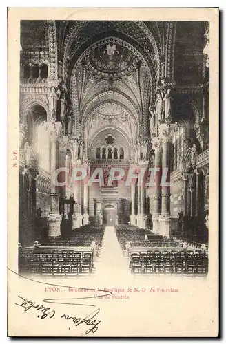 Cartes postales Lyon Interieur de la Basilique de ND de la Fourviere Vue de l'entree