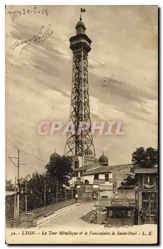 Cartes postales Lyon La Tour Metallique et le Funiculaire de Saint Paul