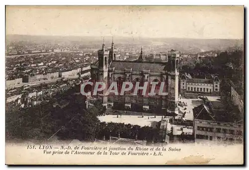 Ansichtskarte AK Lyon ND de Fourviere et jonction du Rhone et de la Saone