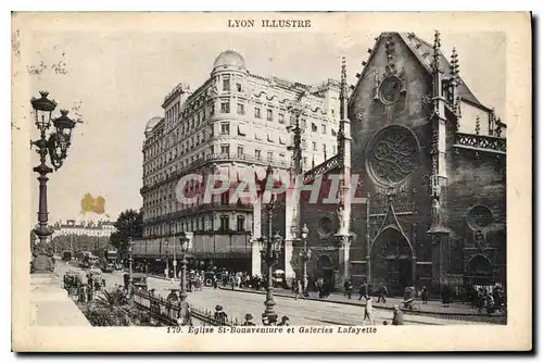 Ansichtskarte AK Lyon Illustre Eglise St Bonaventure et Galeries Lafayette