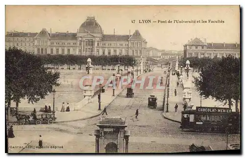 Ansichtskarte AK Lyon Pont de l'Universite et le Facultes Tramway Liqueur Menier