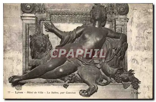 Cartes postales Lyon Hotel de Ville La Saone par Coustou Lion