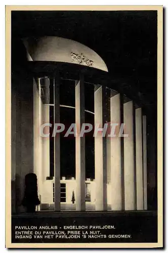 Cartes postales Entree du Pavillon Prise la Nuit Pavillon anglais Bruxelles 1935