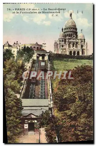 Cartes postales Paris Le Sacre Coeur et le Funiculare de Montmartre